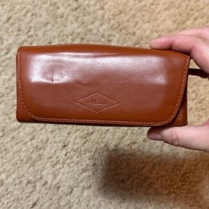 Fossil Tan Leather Magnetic Glasses Case
